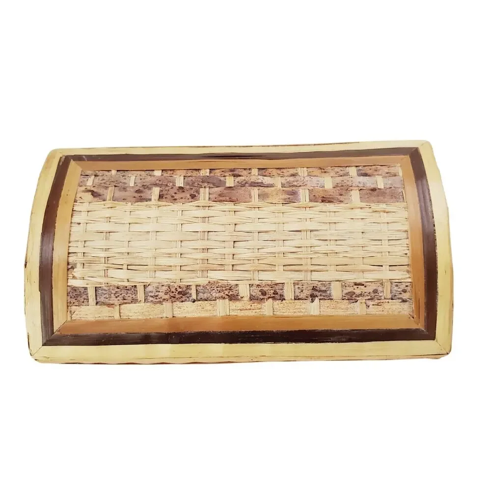 Classic Vintage Asian Boho Chic Bamboo Wicker Rattan Chest Trunk Trinket Box